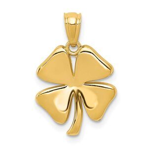 14k Yellow Gold Polished Four Leaf Clover Pendant, 13mm (1/2 inch)